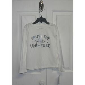 BCBGirls Long Sleeve Graphic Print Tee "Trust the Universe" in White Size 6X $26